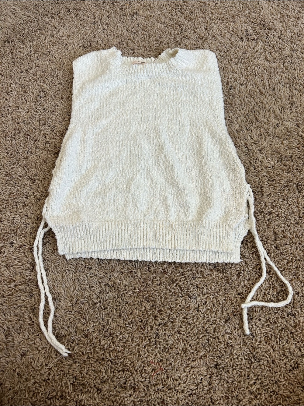 miami Cream Knit Crop Tank with Side Ties